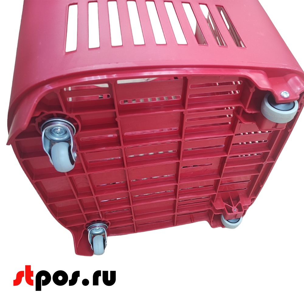 02_Корзина покупательская моноблок SUPERBOND 91 л, 4 колеса, Красный