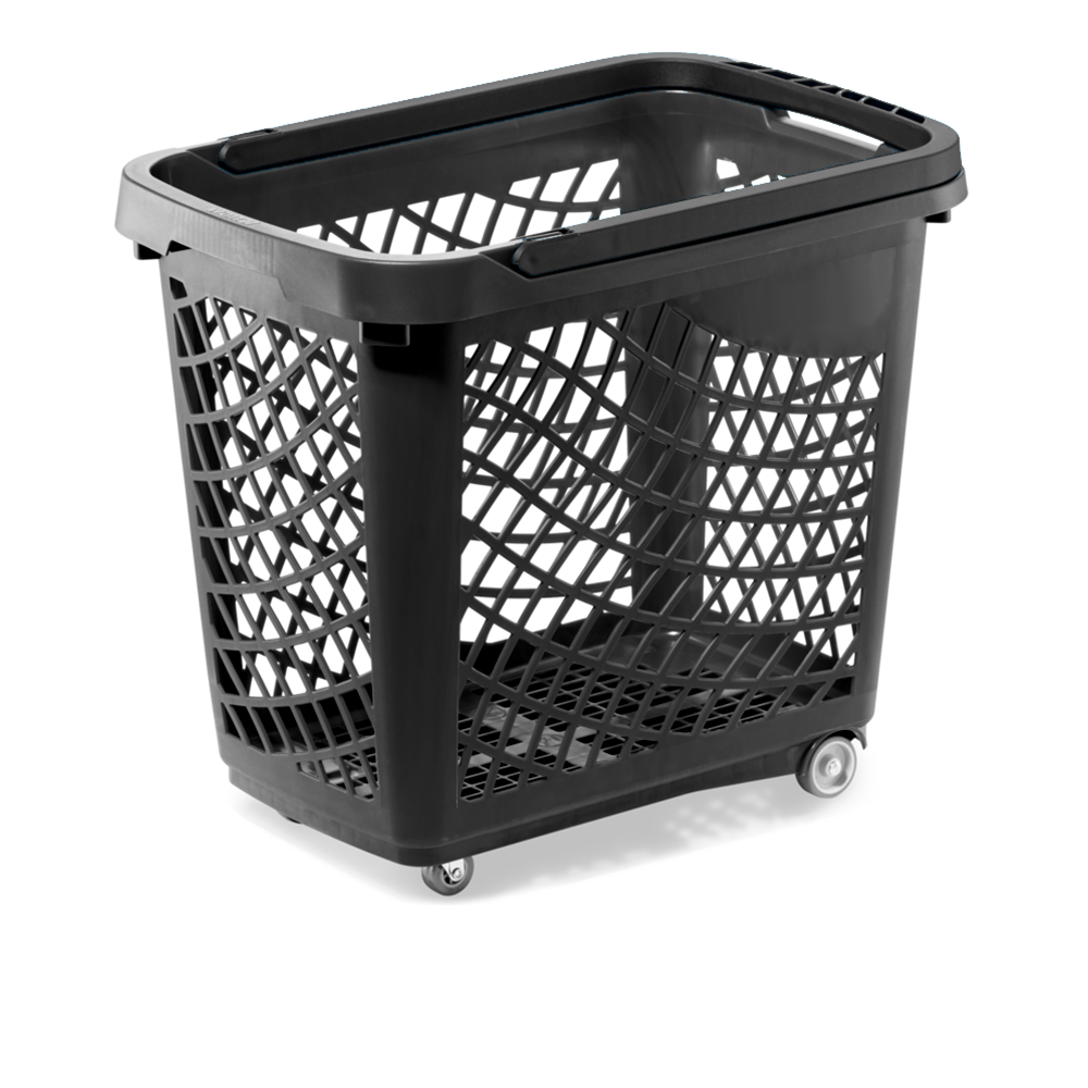 sk_Корзинка покупательская GT60eco 63л,До35кг,4 колеса(2поворот.),RAL9005 Чёрный, ручка черная