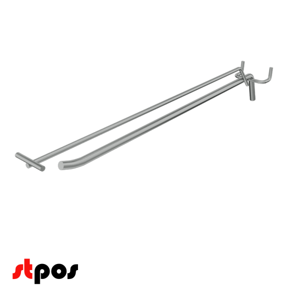 02_Крючок для перфорации одинарный с ценникодержателем 400мм, цинк-хром, d8d4, шаг 45, УСИЛЕННЫЙ