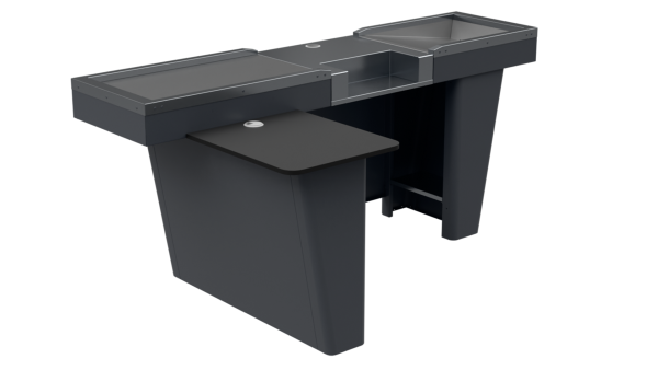 stpos_Кассовый бокс Stream-L-200 v3.0 (шлиф.нерж,вырез под ДЯ FL,2Т,узк.нак.),Шагрень,RAL7024,Серый,Левый