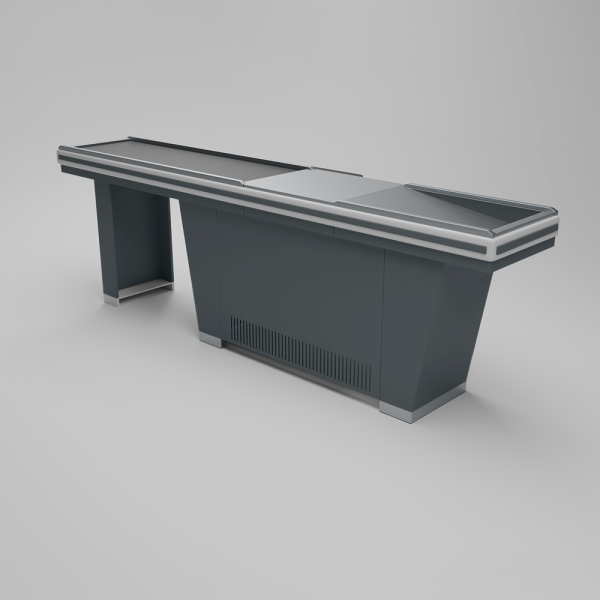 sk_Кассовый бокс Stream-L-290-Т150 (тр-р 150см,шл/нерж.,б/выр,уз/нак), Шагрень, RAL7016 Серый, Правый