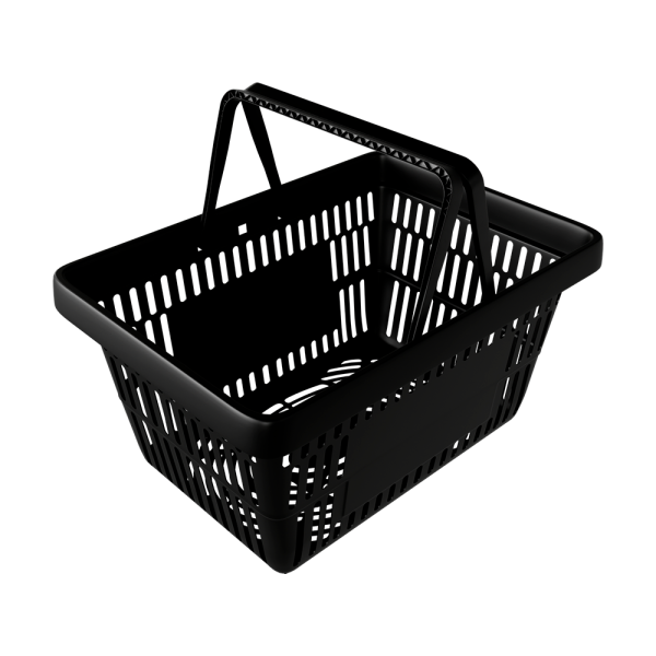 sk_Корзина покупательская пластиковая ЧЁРНАЯ с 2 ЧЕРНЫМИ ручками УСИЛЕННАЯ ROCK 20 л