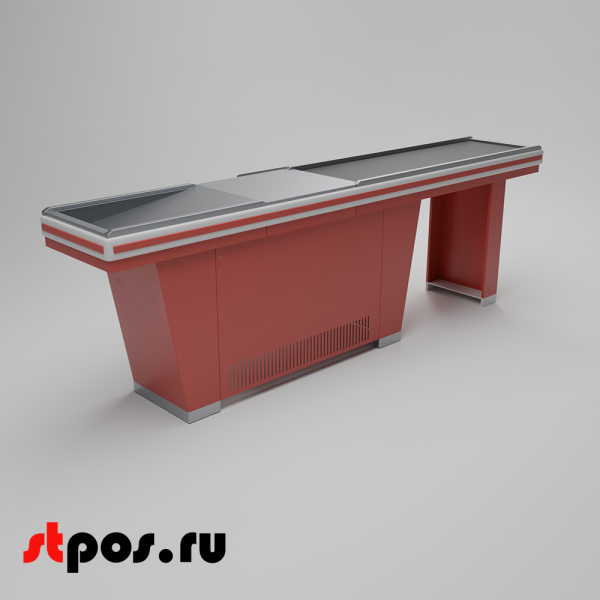00_Кассовый бокс Stream-L-290-Т150 (тр-р 150см,шл_нерж.,б_выр,уз_нак), RAL3000, Красный, Левый
