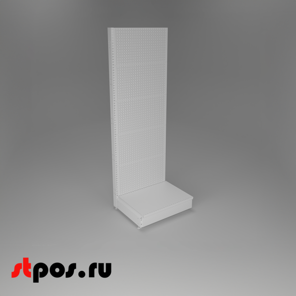 00_НАБОР Стеллаж 25 70 ПЕРФОРИРОВАННЫЙ пристенный1900х665хо500, 1 полка + плинтус, RAL9016, Белый