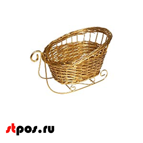 00_Корзинка овальная плетеная, форма САНИ, 400х300 мм, Золото