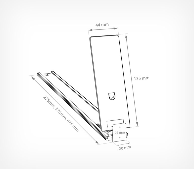 03_Пружинный толкатель наклонный 44х132 мм FORTA GROSSA-1 7-11N, с н.о 20х25 мм, 7-11 ньютонов, 285 мм 03_Пружинный толкатель наклонный 44х132 мм FORTA GROSSA-1 7-11N, с н.о 20х25 мм, 7-11 ньютонов, 285 мм