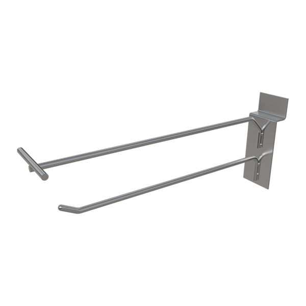 sk_Крючок для экономпанели одинарный с ценникодержателем (ц/д приварен отдельно) 250мм, d5мм, Хром