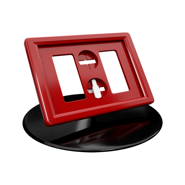 sk_Рамка ТЕХНО А8 красная, черный держатель TECHNO BASE-XL 90мм