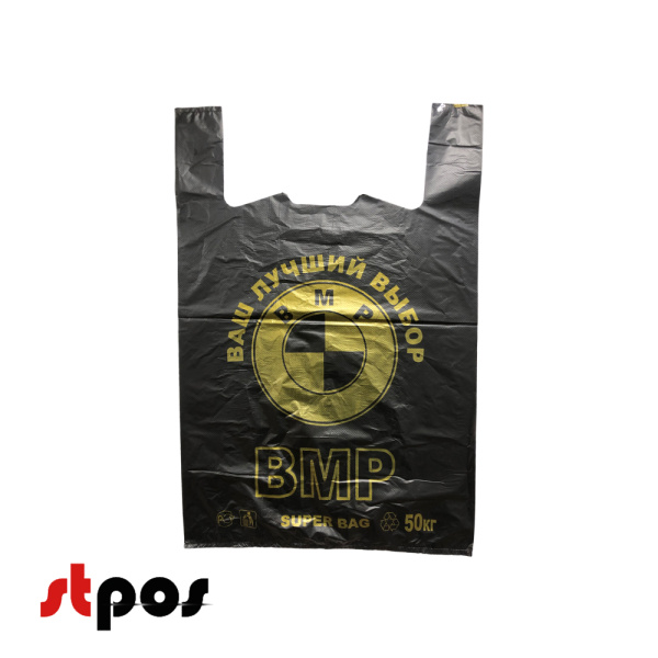 00 Пакет МАЙКА 42х64см (50 шт./упак; 20 уп./меш) ЧЕРНЫЙ, БМР предназначен для транспортировки тяжёлых покупок. Максимальная нагрузка — 50 кг. Пакет изготовлен из полиэтилена.