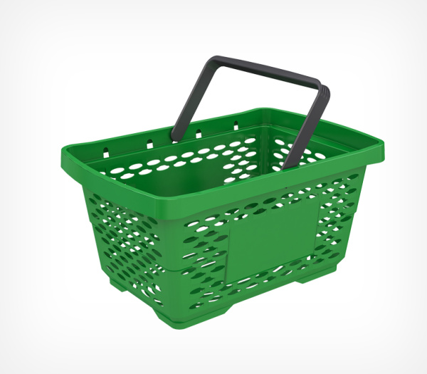 1_Корзина покупательская пластиковая с 1 пластиковой ручкой JAZZ 28л, Зеленый