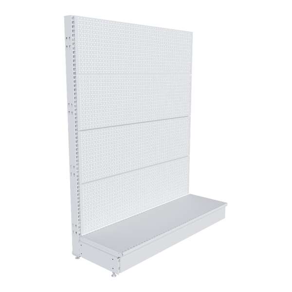 stpos_НАБОР Стеллаж 25 70 ПЕРФОРИРОВАННЫЙ пристенный1550х1250хо400, 1 полка + плинтус, RAL9016, Белый