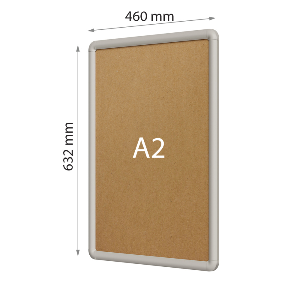 2_Пластиковая клик-рамка PCF-25, закругленные углы, профиль 25мм, формат А2 (460х632мм), Серый