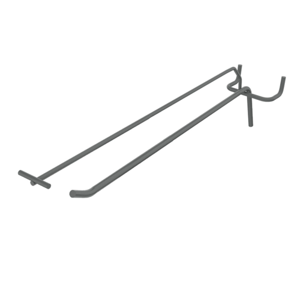 sk_Крючок для перфорации одинарный с ценникодержателем 300 мм,d5/d4,шаг 50,Глянец,RAL9010 Белый,спеццв