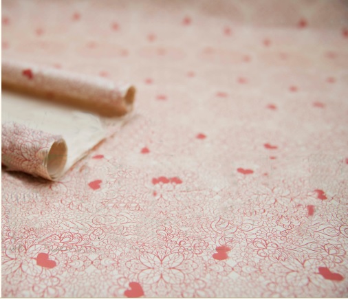 01_Упаковочная крафт бумага — Кружево красное, 10 м, Красный