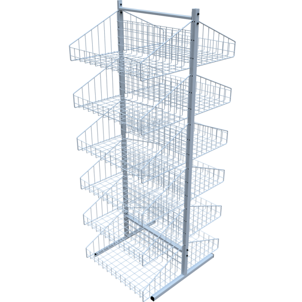sk_Стойка торговая универсальная ДВУСТОРОННЯЯ 1850x640мм(12 корзин)640мм (сборная рама), RAL9016, Белый