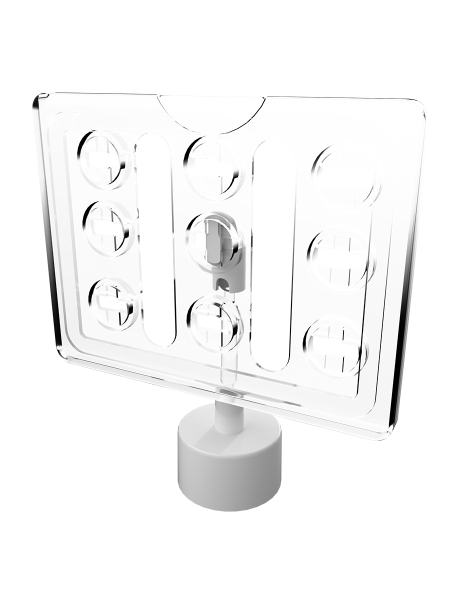 sk_Рамка ТЕХНО А7 прозрачная, белый держатель TECHNO BOTTLE CAP 28 мм, ножка  50мм