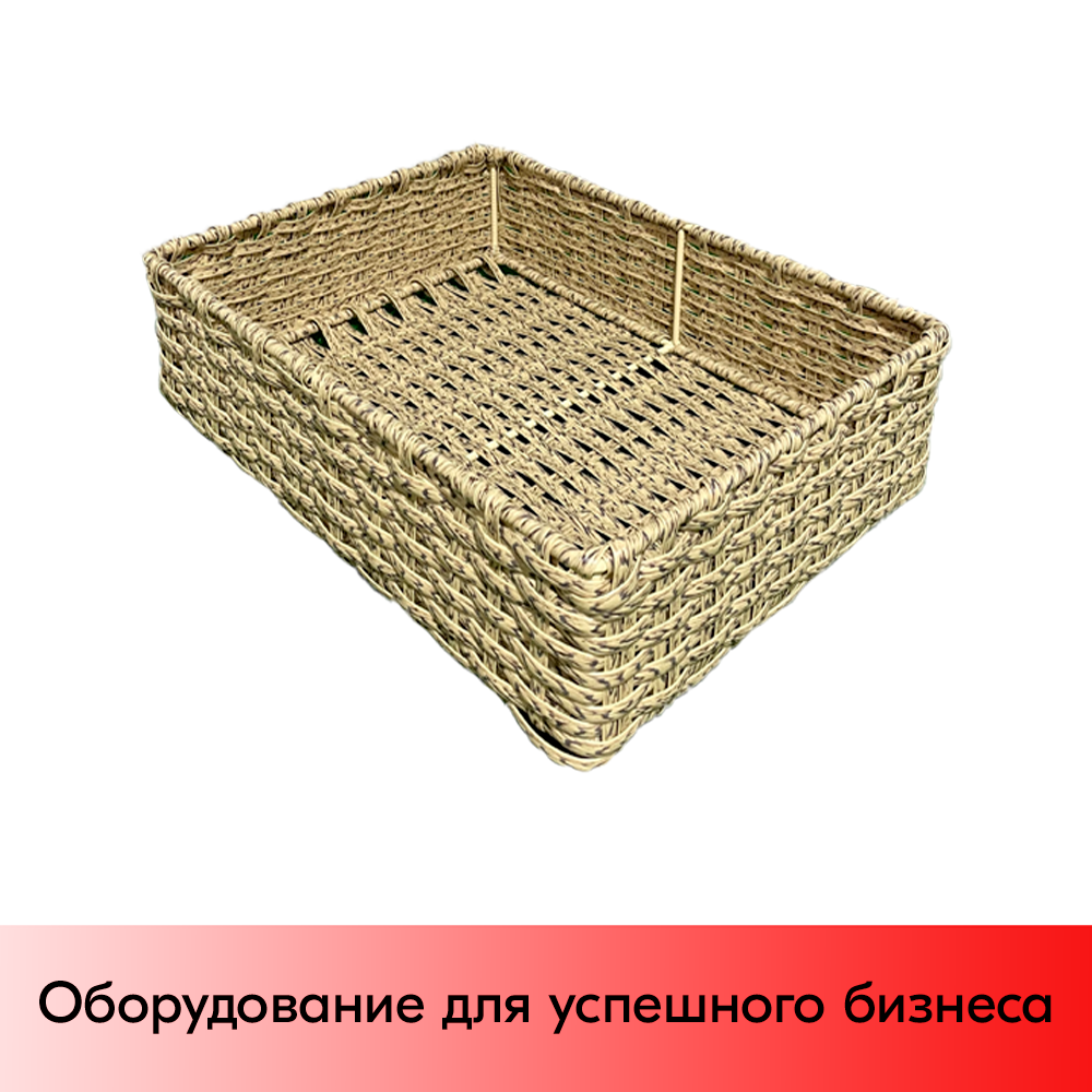 01_Корзина плетенная прямая, 400х450х150 мм, Полиротанг, Натуральный цвет