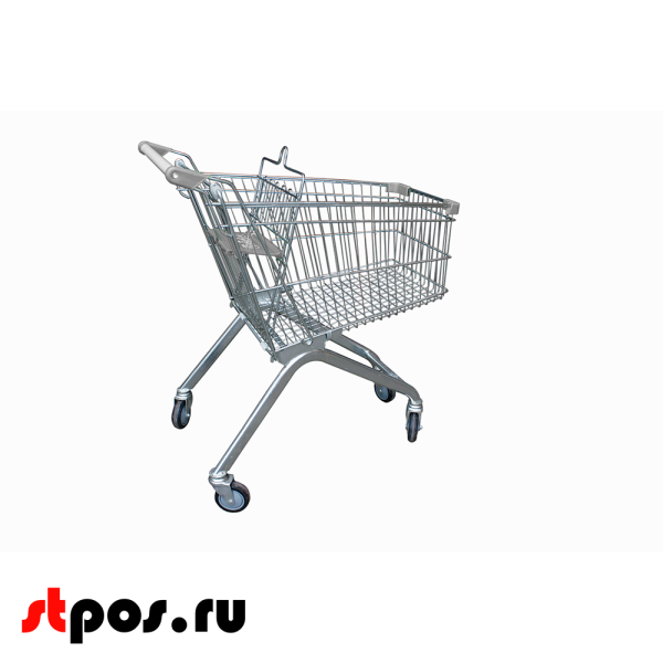 00_Тележка покупательская 240 литров, цинк+лак, c детским сидением (европейский тип), Серый