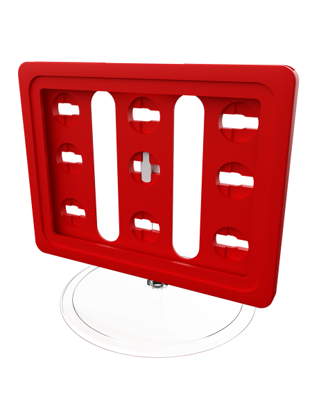 sk_Рамка ТЕХНО А7 красная, прозрачный держатель TECHNO BASE-XL 90мм, ножка  50мм