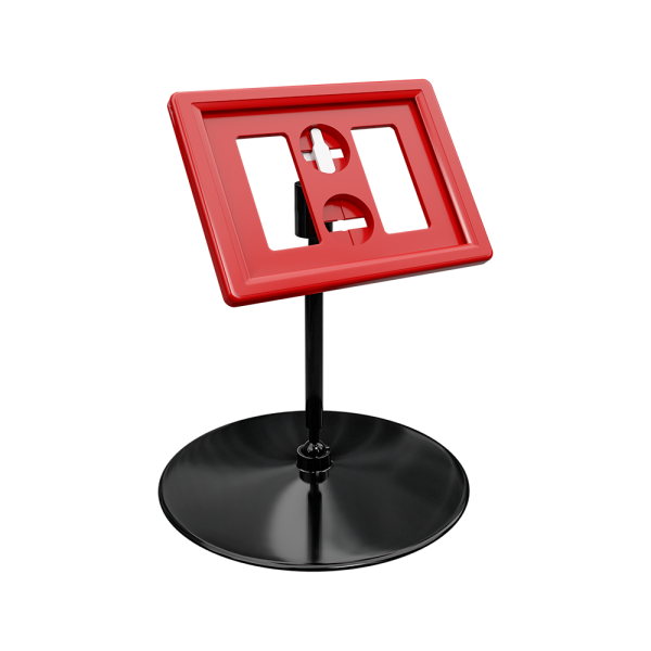 sk_Рамка ТЕХНО А8 красная, черный держатель TECHNO BASE-XL 90мм, ножка  50мм