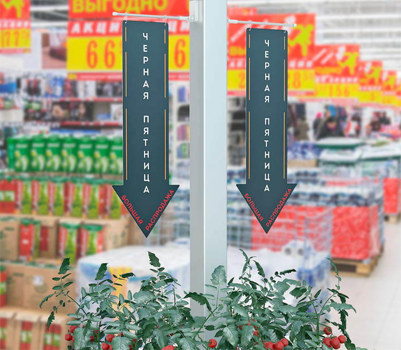 03_Магнитный держатель вывески на крючках с прямой трубкой MAG-SW-TUBE-I