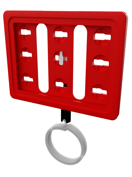 sk_Рамка ТЕХНО А7 красная, черный держатель TECHNO ROLL-VL спираль-улитка на колбасу, ножка  50мм