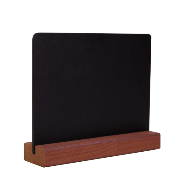 sk_Тейбл-тент горизонтальный, А6, 150х140х40мм, меловой, ПВХ, с деревянным основанием 40х19мм, темным