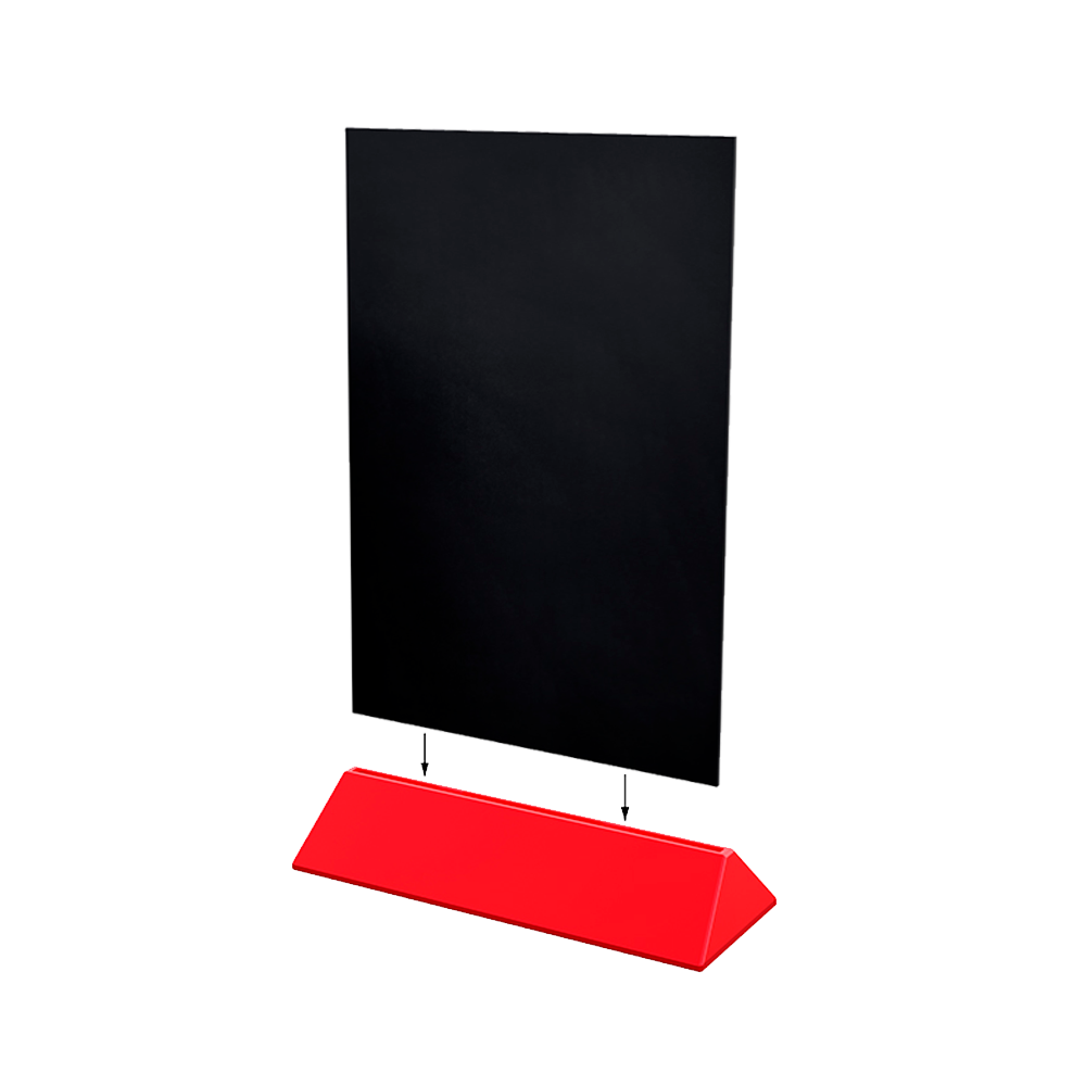 00_Подставка под меню АКРИЛОВАЯ А4 вертикальная, треугольное основание COLOR MENU BASE, Красный