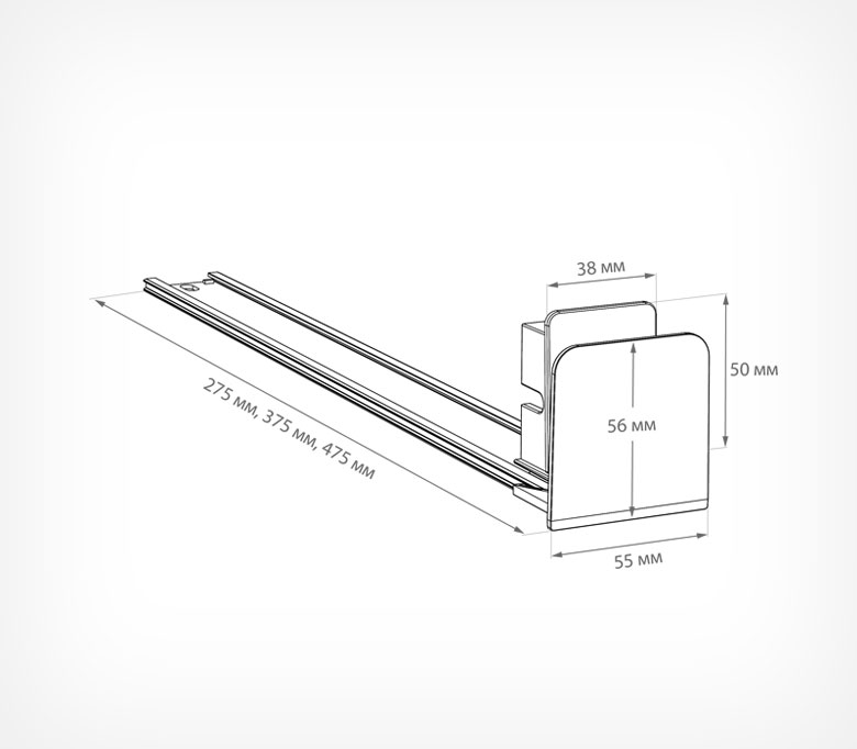 04_Пружинный толкатель 38х50 мм FORTA NORMA-2 7-11N, с ограничителем 55х56 мм, 7-11 ньютонов, 275 мм