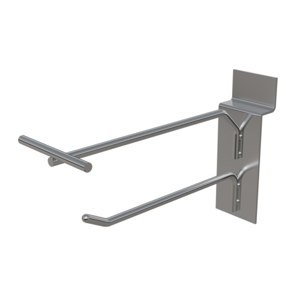 sk_Крючок для экономпанели одинарный с ценникодержателем (ц/д приварен отдельно) 150мм, d5мм, Хром