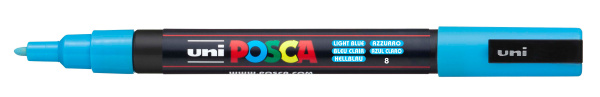 1_Маркер на водной основе POSCA PC-3M, голубой (LIGHT BLUE - 8) 0.9 - 1.3 мм, пул. нак.