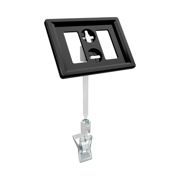 sk_Рамка ТЕХНО А8 черная, прозрачный держатель TECHNO CLIP SMALL-VL, ножка  50мм