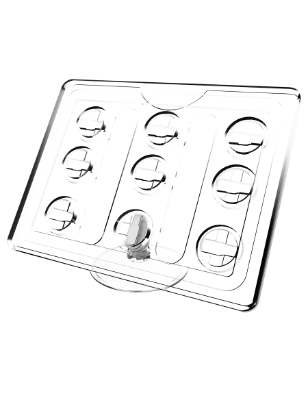 sk_Рамка ТЕХНО А7 прозрачная, прозрачный держатель TECHNO ROUND BASE-VL 50мм