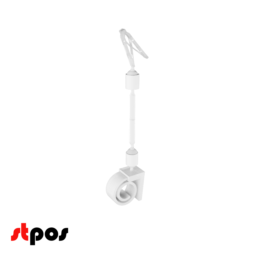 00_Ценникодержатель-улитка с малой прищепкой на край посуды, ножка 50 мм, Белый