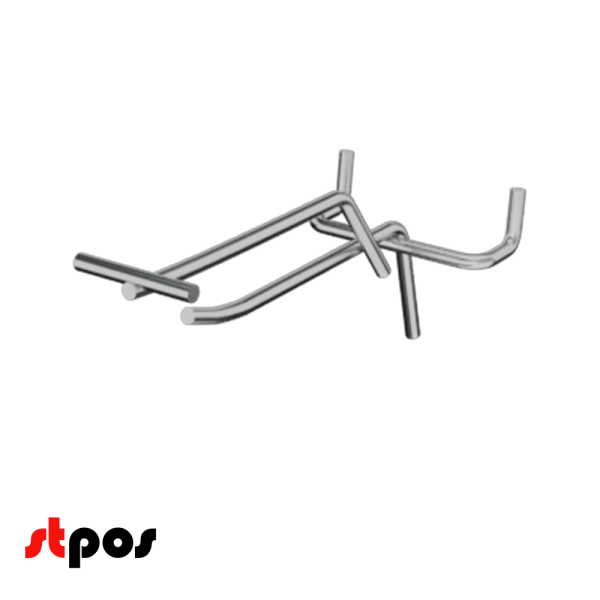 05_Крючок для перфорации одинарный с ценникодержателем 100мм, хром, шаг 50мм