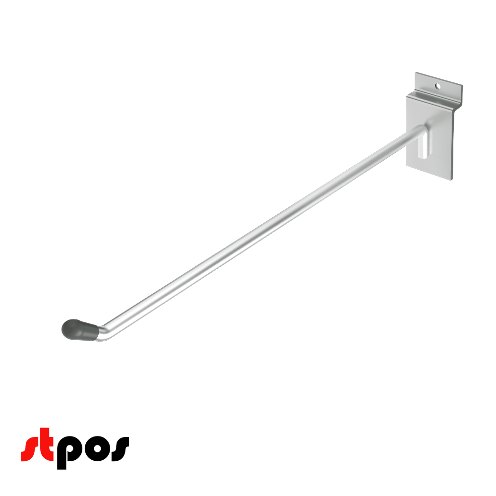 02_Крючок для экономпанели одинарный 300мм, d6, хром, УСИЛЕННЫЙ