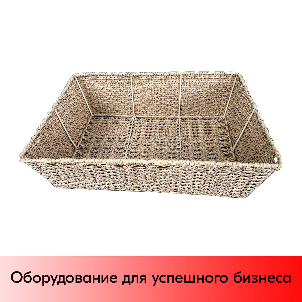 01_Корзина плетенная прямая, 400х375х70 мм, Полиротанг, Натуральный цвет