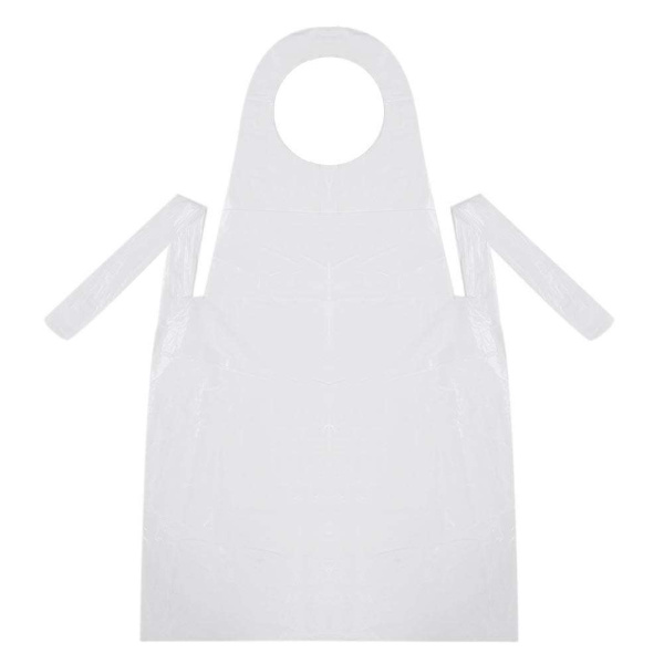 01_Фартук полиэтиленовый одноразовый ПНД 110х70см БЕЛЫЙ (50шт. в упак.)