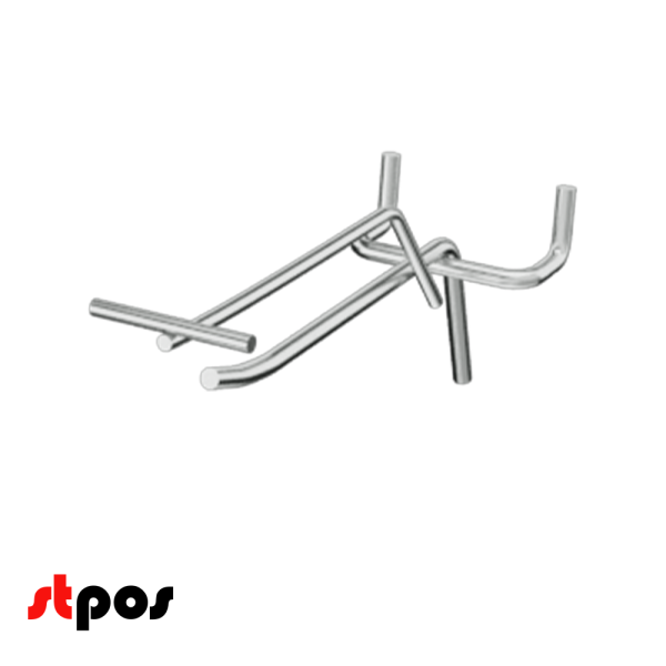 02_Крючок для перфорации одинарный с ценникодержателем 100мм, цинк-хром, d4 d3, шаг 45, BUDGET