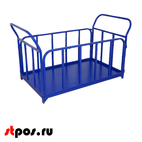 00_Тележка платформенная с трубчатыми бортами ТБ 1, 500х800 мм, до 500кг,без колес,Глянец,RAL5002 Синий