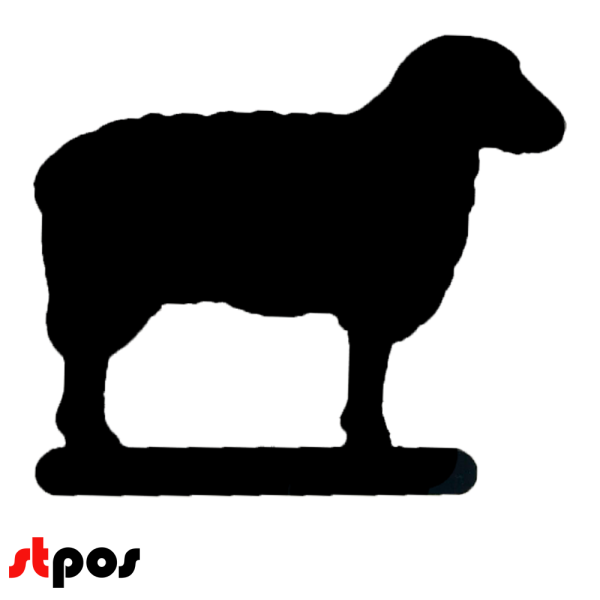 00_Меловой ценник-фигура ОВЕЧКА для нанесения меловым маркером,102х90мм (А7), толщина ПВХ 3мм, черная