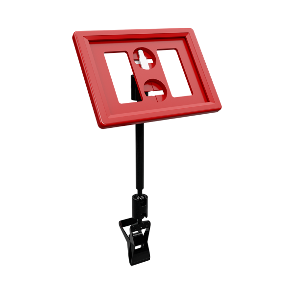 sk_Рамка ТЕХНО А8 красная, черный держатель TECHNO CLIP SMALL-VL, ножка  50мм
