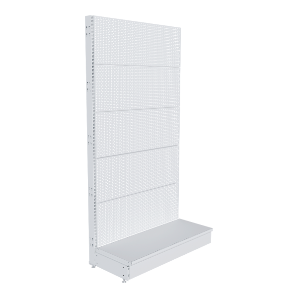 stpos_НАБОР Стеллаж 25 70 ПЕРФОРИРОВАННЫЙ пристенный1900х1000хо400, 1 полка + плинтус, RAL9016, Белый