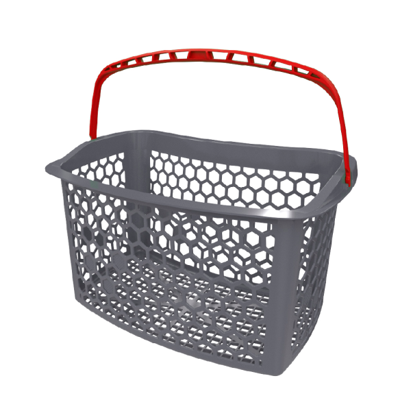 sk_ Корзина пластиковая с 1 пластиковой ручкой, TANGO, 23л, RAL7024 Серый, ручка Красная