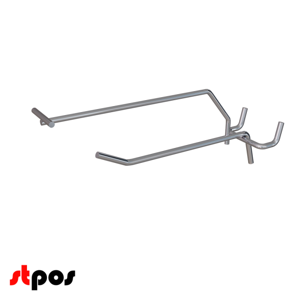 04_Крючок для перфорации одинарный с ценникодержателем 150мм, шаг 50мм, хром