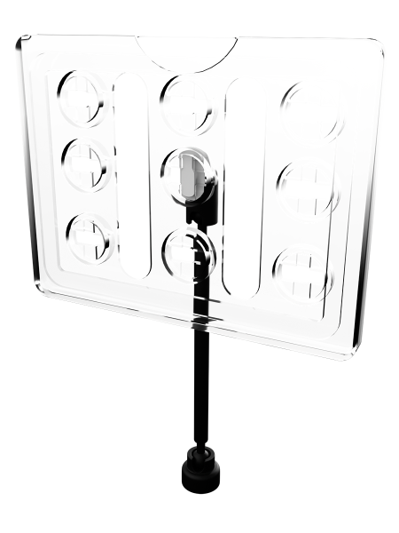 sk_Рамка ТЕХНО А7 прозрачная, черный держатель TECHNO MAG-BASE-VL, ножка 100мм