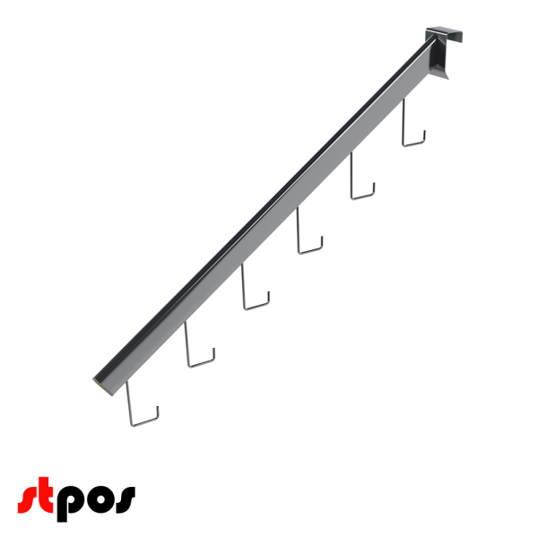 00_Держатель для сумок на штангу 30х15, 6 крючков, 450 мм, цинк-хром