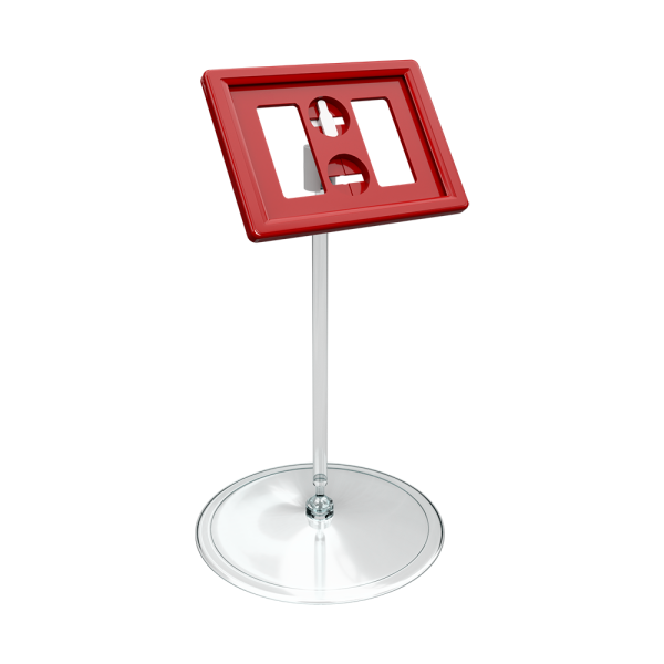 sk_Рамка ТЕХНО А8 красная, прозрачный держатель TECHNO BASE-XL 90мм, ножка 100мм