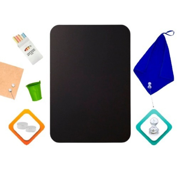 00_Доска на холодильник магнитно-меловая 42х30 см с мелками, магнитом и салфеткой