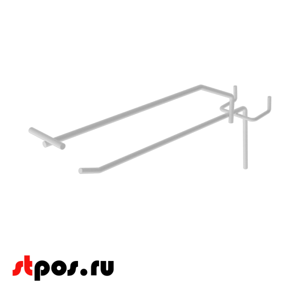 00_Крючок для экономпанели штыревой 175 мм с ценникодержателем, RAL9003, Белый